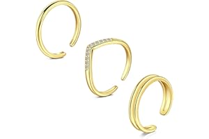 WillTen 2-4Pcs Gold Silver Toe Ring Stainless Steel Adjustable Bend Open Toe Ring, Flower Arrow Leaf Plain Thin CZ Toe Finger Tail Ring Summer Beach Foot Jewelry Set for Women Men