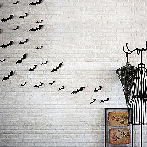 Oblique-Unique® 3D Schwarze Fledermäuse 12 Stück Dekoration Wandtattoo Halloween - 3