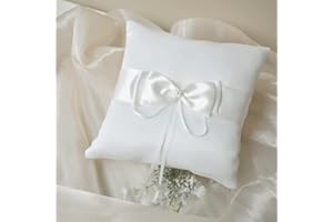 Norhogo cuscino fedi nuziali, 20 * 20cm Cuscini Portafedi Cuscino, per Anelli e Anelli con Bellissimo Fiocco e Perla Simulazione, Come Regalo per la Persona Amata, Un amico, Bianco