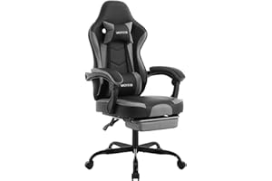 WOTSTA Gaming Chair Computerstuhl Ergonomischer Gaming Stuhl mit Fußstütze Bürostuhl Ergonomischer Computerstuhl mit Lendenwirbelstütze Dunkelgrau