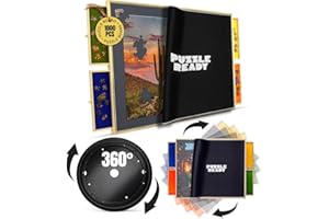 Puzzle Ready Wooden Jigsaw Puzzle Board with Cover - for 1000 Pieces, Black Felt Surface - Folding Puzzle Board with Colourful Drawers & Sorting Trays - Portable Felt Jigsaw Mat