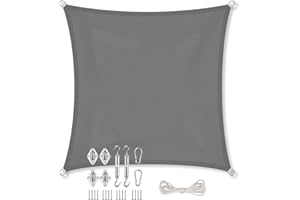 VivaNutria aguasol Sonnensegel Quadrat 4 x 4 m + GRATIS (!) Befestigungsmaterial | Farbe anthrazit | für Garten, Balkon & Terrasse | Sonnenschutz | Wetterschutz | wasserabweisend | PES | Polyester