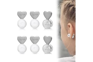 Nayyana Lot de 6 fermoirs en caoutchouc pour boucles d'oreilles pendantes - En silicone - En forme de cœur - Pour boucles d'oreilles lourdes - Remplacement sûr des fermoirs d'oreille - Argenté
