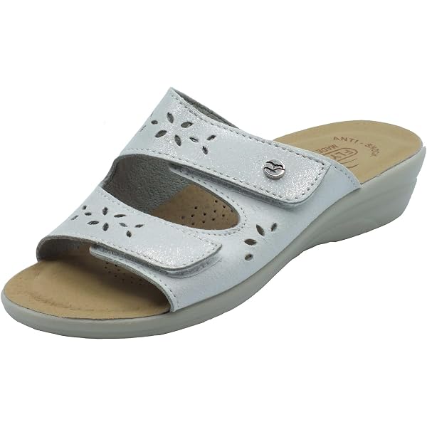 Fly Flot Carbonera, Ciabatte Donna, Aperte con Strappo Regolabile, Multicolore, con Sottopiede in Pelle, Sandali, Bianco, 35 EU