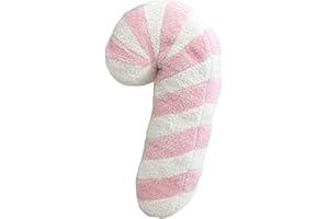 PORUPAEL Świąteczna poduszka z laskami cukrowymi, 46 cm, słodka poduszka na sofę z laskami cukrowymi, miękka pluszowa poduszka na sofę, wielokrotnego użytku, słodka poduszka na sofę, poduszka