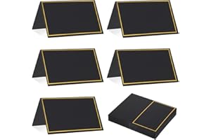 ABEILLO 50 Stück Tischkarten,Blanko Namensschilder Hochzeit,Platzkarten mit Goldfolienrand Namensschilder,Tischkarten Geburtstag für Hochzeit,Festival,Party,Taufe(Schwarz)