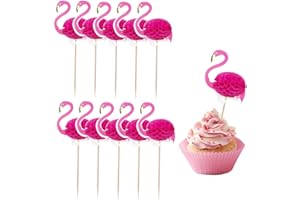DQZSY Stuzzicadenti per cupcake, a forma di fenicottero, decorazione per festa tropicale, per dolci, 50 pezzi