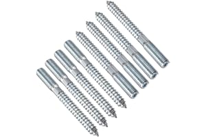 TERF M6 (6mm) X 60mm Wood to Metal Screw Dowels Hanger Double Headed Bolts Dowel For Woodworking Connector Joining Furniture Legs Professional Carpenters DIY and Craft Projects - Pack of 8, Silver