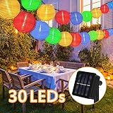 Perfekte Dekoration - Bestehend aus 30 weißen Laternen und wasserdichten LED-Leuchten auf 6m Kabel, ideal für Weihnachtsfeiern, Partys, Hochzeiten und Geburtstage. Dekorieren Sie das Haus, den Garten, die Terrasse und den Rasen, um eine warme und romantische Atmosphäre zu schaffen