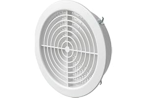La Ventilazione TF16RB-Y TF16RB Griglia Tonda in Plastica da Incasso con rete antinsetti, Bianca, diametro 178 mm, fori ø 160 mm