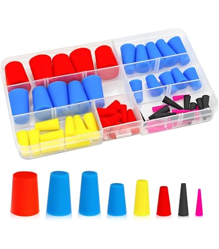 Glarks - 50 Bouchons Coniques En Silicone - Assortiment De Tailles, Pour Masquer Trous Lors De Peinture, Poudrage