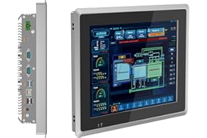 SunKol 12,1 Zoll lüfterloser Industrie-Panel-PC, All-in-One Panel-PC mit kapazitivem Touchscreen, 2xUSB2.0, 2xUSB3.0, HDMI, 2xRS232, LAN (I5-7200U, 8 GB RAM, 128 GB SSD)