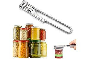 sylbx Ouvre-Bocal RéGlable Ouvre-Bocal en Acier Inoxydable Ouvre-BoîTe Multifonction AntidéRapant Convient aux Personnes âGéEs et aux Personnes aux Mains Plus Faibles