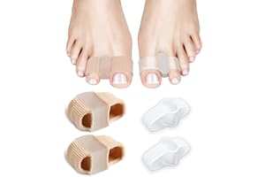 GENERIC PGRODE Bunion Toe Separators Gel Bunion Corrector Soft Big Toe Spacers for Feet Women Men Toe Correct, Elasticity Hammer Toe Straightener with 2 Loops (2 Nylon+2Gel)