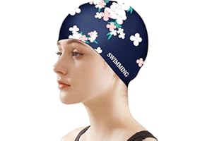 FUNOWN Badekappe Frauen, Silikon-Badekappen für langes Haar, rutschfeste, wasserdichte Badekappen für Damen und Erwachsene, bequeme Badekappe, Schwimmkappen, passend für lockiges, kurzes, mittellanges, dickes Haar