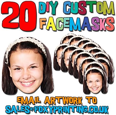 20 x CUSTOM PHOTO DIY - Do it yourself - Masks for all Party Novelty Fancy Dress Face Masks