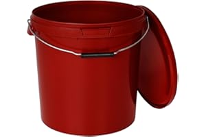 BenBow Secchio con coperchio, 30 l, rosso, 1 x 30 litri - Alimentare stabile ermetico a prova di perdite neutro inodore contenitore in plastica con manico in metallo vuoto - per uso domestico