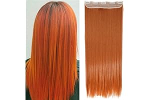 26"(66cm) SEGO Extensiones de Cabello Clip Pelo Sintético Se Ve Natural [Naranja] Una Pieza Lisa Postizos Pelucas para Mujer (120g)