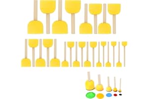MXTIMWAN 25 pezzi Set di Pennello Spugna, Rotondi Spugne Pennelli, Bambini Spugne per Dipingere per Accessori per Strumenti di Pittura Graffiti, 5 Dimensioni