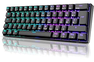 ‎RK ROYAL KLUDGE RK61 RGB Gaming-Tastatur, 2,4 GHz Wireless/Bluetooth/Wired 60% Mechanische Tastatur 61 Tasten, Hot-Swap-fähiger Roter Schalter mit RGB-Beleuchtung, Kompatibel für Win/Mac, Schwarz (QWERTZ)