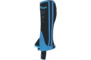 Rhinegold CHILDREN’S HALF CHAPS – Synthetic Horse Riding Gaiters with Elasticated Fit, Durable Zip & Sparkly Star Design – Pony & Equestrian Wear – Pink or Blue – Sizes M, L, XL