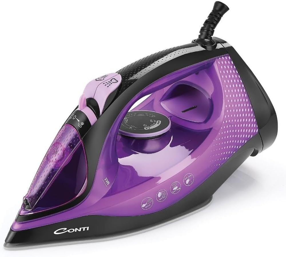 Conti CU-3328 Apex 2600 W Seramik Tabanlı Buharlı Ütü, 170 g Şok ve 35 g/dk Sürekli Buhar, Dikey Ütüleme, Otomatik Kapanma, Damlama ve Kireç Önleme, Kendi Kendini Temizleme, Aşırı Isınma Koruması