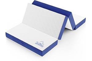 Doubleslee Foldable Mattress single, 4 Inch Folding Single Size Memory Foam Mattress, 4 Fold Easy Storage With Washable Cover for Travel, Camping, Caravans, Guest Bed (90x190x10cm)