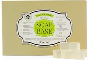 GREENUM GIFTS OF NATURE Base trasparente per sapone alla glicerina all'aloe vera BIOLOGICA per sapone da colata, sapone alla glicerina, sapone grezzo per colata, senza SLS e SLES, 100% vegano, 900 grammi