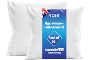 Rohi Set of 2 Hypoallergic Cushion Inner Pads (Pack of 2) 18" x 18" (45cm x 45cm) Cushion Insert Decorative Square Pillow Stuffer for Sofa Couch Cushions
