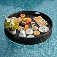 BRISHI Luxury Floating Serving Tray | Swimming Pool Floats for Adults for Sandbars, Spas, Bath, and Parties | Floating Tray for Pool Serving Drinks, Brunch, Food on The Water (Black)