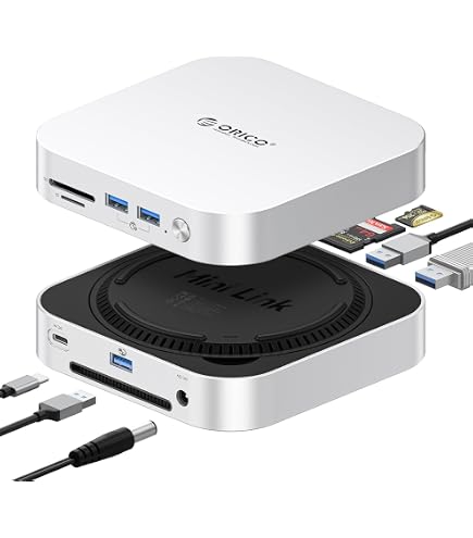 Station D’accueil Verticale Mac Mini M4 - Boîtier SSD NVMe + Hub USB-C | Ports USB4 40Gbps, SD, Double Hôte - 9