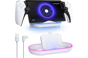FYOUNG Ladestation für Playstation Portal Remote Player mit Lichteffekt, Ladeständer für PS Portal with Typc-C Kabel, Zubehör Ladegerät für PS5 Portable-Weiß