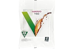 Hario V60 Coffee Filter Papers White 100 Sheets, Size 3-100pcs, Packaging may vary