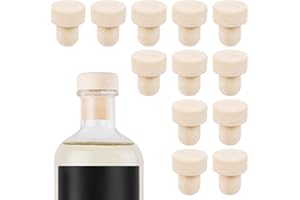 LONIMIA Tapones de botella de vino de madera, 12 tapones para botellas, tapón de botella en forma de T, altura 29,6 mm/1,15 pulgadas, base 27,8 mm/1,09 pulgadas, diámetro interior adecuado de boca de botella