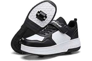 SKRIDSKO Scarpe da Skateboard a Due Ruote per Ragazze e Ragazzi, Scarpe da Ginnastica con Ruote Retrattili, Scarpe Pattini per Bambini, Perfette per Feste, Compleanni, Pasqua, Natale