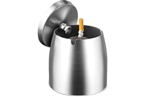 GothicBride Posacenere per Esterno in Acciaio Inox Portatile Argento Posacenere Antivento con Coperchio per Esterno con Base Antiscivolo per Balcone Giardino Bar Casa e Ufficio