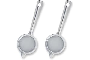 OBYJCA Small Sieve Fine Mesh, 2 Pcs Tea Strainers for Loose Tea, Mini Small Tea Sieve Fine Mesh, Stainless Steel Siveve Sift with Handle Strainers for Loose Tea Cocktail Spices and Baking