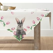 Chemin De Table Pâques - Motif Lapin Carottes - 40x140 Cm - Décoration Printanière Pour Table