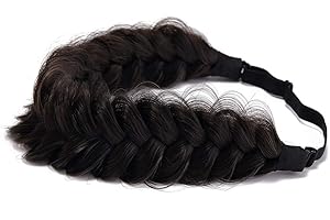 TOECWEGR Extensions Haarband Haarreifen Zopf Geflochten Classic Chunky Wide Plaited Wedding Fluffy Braids Wig Women Girl Beauty Accessory (A02)