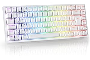 ‎RK ROYAL KLUDGE RK ROYAL KLUDGE RK84-DE 75% Gaming-Tastatur, 85 Tasten Kompakte TKL Tastatur, Bluetooth Mechanische Tastatur, Brauner Schalter, RGB Hintergrundbeleuchtung, 2.4Ghz Gaming Tastatur für Mac & Win, QWERTZ