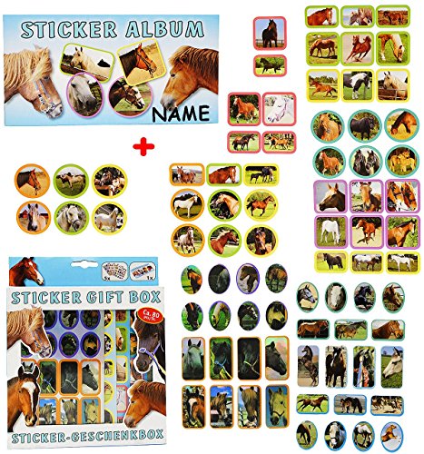 Set _ Sticker / Aufkleber + Stickeralbum – “ Pferde & Fohlen “ – selbstklebend Stickerbox – Stickerset für Kinder – für Mädchen & Jungen – Tiersticker – Tiere – Kindersticker – für Stickerbuch – Stute – Hengst / Bauernhof – Pferd - 3