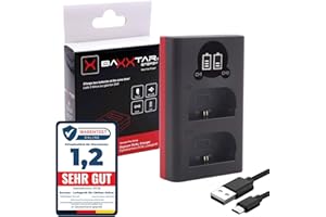 Baxxtar 18602 LP-E6NH LP-E6N LP-E6 Akku-Ladegerät/Mini Dual LCD/Versorgung über USB-C oder Micro-USB