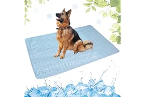 LEZUAN Cooling Mat for Dogs and Cat, Heat Relief Pet Cooling Mat for Crates, Kennels and Beds - Portable and Washable(Light Blue,70x100cm)