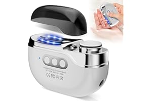 QEWEUUIE Upgraded 4-in-1 Electric Nail Clippers, 3-Speed Electric Nail Trimmer & Polisher with LED Light, Gel Nail Lamp & Storage,for Babies/Kids/Adults & Seniors - Hard/Thick Hands Nails