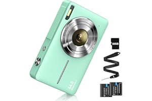 CAMKORY Appareil Photo numérique 44 MP FHD 1080p avec Carte 32G Appareil Photo numérique avec Batterie Zoom numérique 16X pour Enfants, Adolescents, étudiants, Personnes âgées, débutants Vert