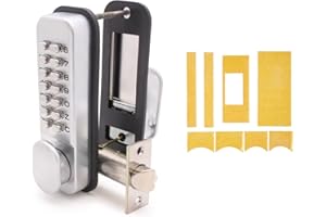 EAI Digital Code Door Lock with Intumescent Kit | Satin Chrome Fire Rated Push Button Mechanical Digital Codelock with Hold Back Function | for Internal & External Use