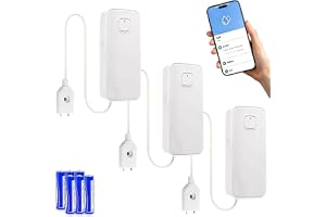 WiFi vattenläckassensor, 80 dB vattensensor larm, kärrpumpalarm, TUYA-app gratis fjärrövervakning för vattenläckage, SMS och