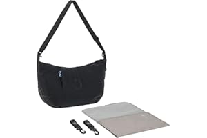LÄSSIG Sac à langer avec matelas à langer, fixation pour poussette, hydrofuge/GRE Lunua Bum Bag black