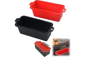 MUMISUTO 2 Pcs Silicone Grease Cup Liners for Blackstone Grill,Reusable Drip Pan Liners,Griddle Grease Catcher Liner Drip Tray Replacement Part,Blackstone Griddle Accessories(8.6*3.1*2.7Inches)（Black+red)）