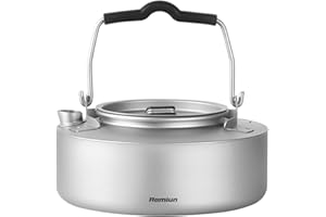 Aomiun Portable Titanium Kettle Set with Stainless Steel Cups - Camping, Fishing, Travel & Bushcraft - Lightweight, Durable & Easy to Carry